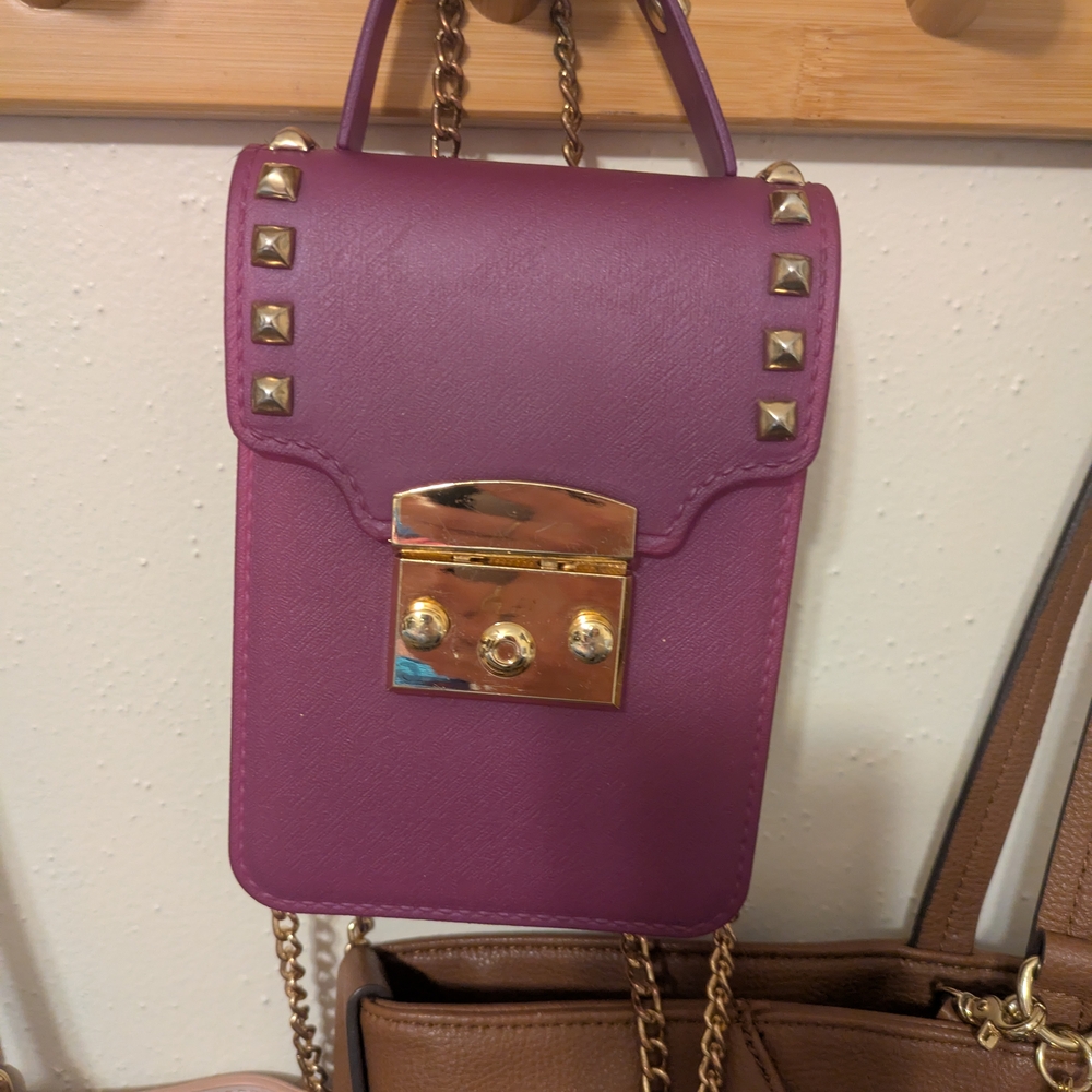 Purple Studded Crossbody Bag